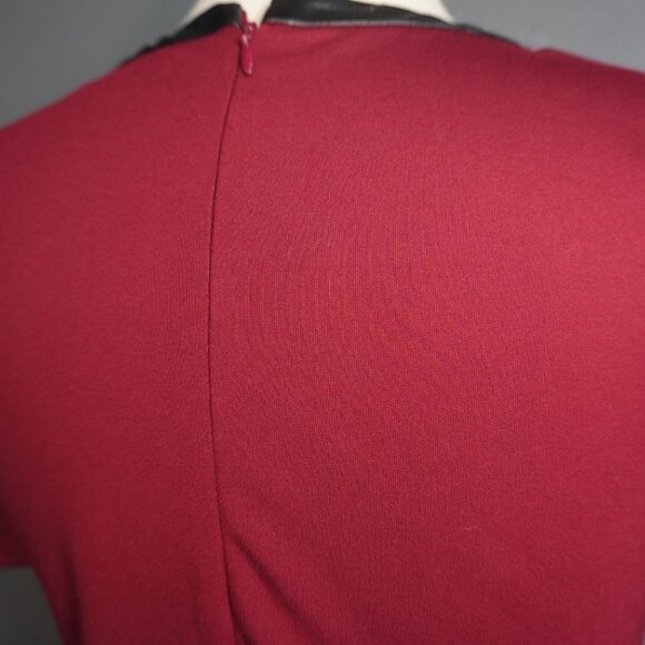 Madewell Womens Dark Red Short Sleeve Skater Dress With Leather Size Small - Picture 6 of 8